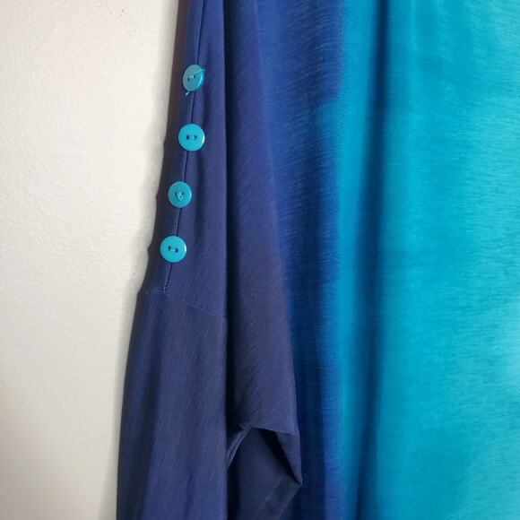 Clara Sun Woo Women's Size Large Light Dark Blue Ombre Half Sleeve Top Flowy - Picture 3 of 12